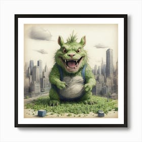 Monster In The City Art Print