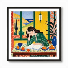 Woman Reading A Book 7 Art Print