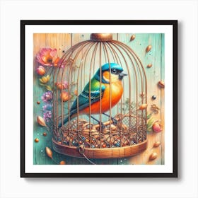 Bird In A Cage 2 Art Print