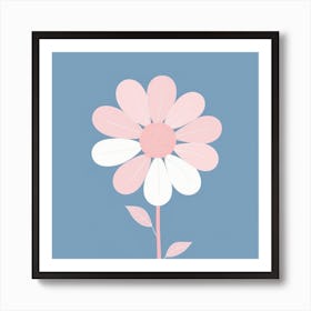 A White And Pink Flower In Minimalist Style Square Composition 571 Art Print