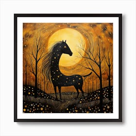 Horse In The Moonlight 2 Art Print