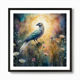 Default Center One Bird Water Color Drawing White Background S 2 Art Print