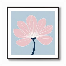 A White And Pink Flower In Minimalist Style Square Composition 9 Art Print