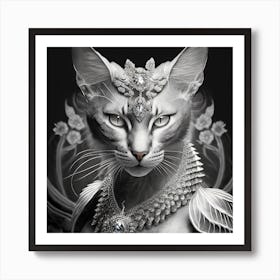 Firefly A Beautiful, Cool, Handsome Silver And Cream Majestic Masculine Main Cat Blended With A Japa (9) Art Print