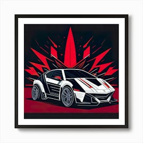 Car Red Artwork Of Graphic Design Flat (300) Art Print