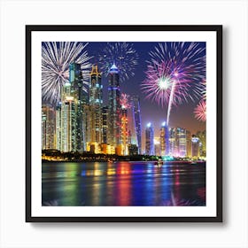 Fireworks In Dubai Art Print