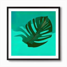 Single Tropical Leaf On A Solid Background Simple Minimalist Flat Art, Tropical leaf art Art Print