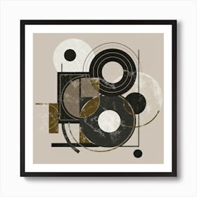 Bauhaus style rectangles and circles in black and white 2 Art Print