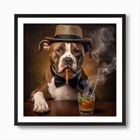 Dog Smoking A Cigar Art Print