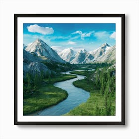 River In The Mountains Art Print