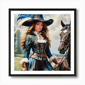 Lady And Her Horse Art Print