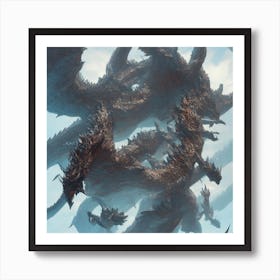 Dragons Flying Mountain Art Print