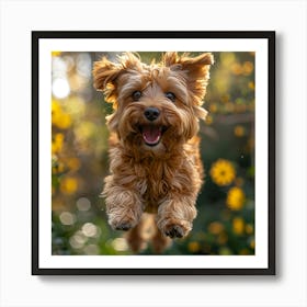 Terrier Dog Jumping Art Print