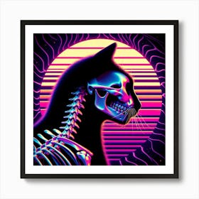 Skeleton Cat Art Print