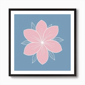 A White And Pink Flower In Minimalist Style Square Composition 164 Art Print