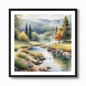 Watercolor Of A River 6 Art Print