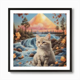 'Cat By The River' Art Print