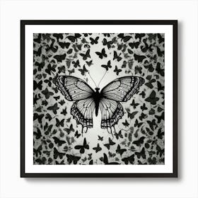 Butterfly - Black And White 1 Art Print