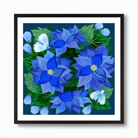 Blue Floral Art Print