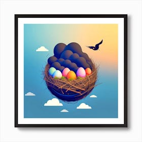 Easter Eggs In A Nest 119 Art Print