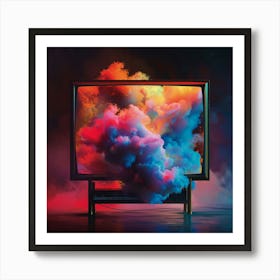 Tv With Colorful Smoke Poster