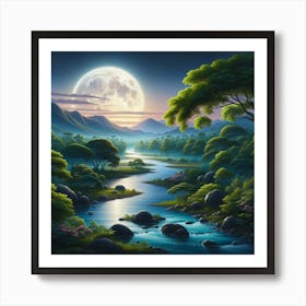 Full Moon In The Forest Art Print