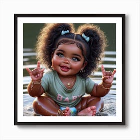Little Black Girl In Water Art Print