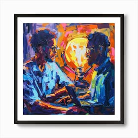 Two Afro-American Men Working On A Laptop Art Print