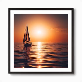 Sailboat At Sunset Art Print