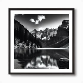 Black And White Mountain Lake 5 Art Print