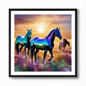 Field Landscape With Horses On It Broken Glass Effect No Background Stunning Something That Even (2) Art Print