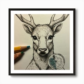 Deer Head 32 Art Print