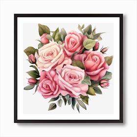 Bouquet Of Pink Roses 3 Art Print