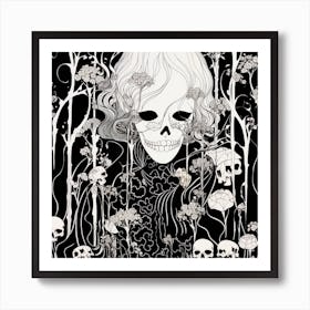 Skeleton In The Woods Art Print