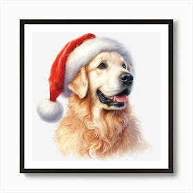 Golden Retriever Santa Hat Poster