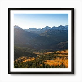 Alpine Landscape Bathed In The Warm Hues Of Autumn Vast Panoramic View Dominates The Scene Golden (4) Art Print