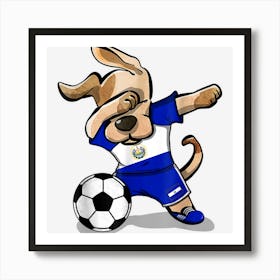 Dabbing Dog El Salvador Soccer Salvadorean Flag Football Art Print