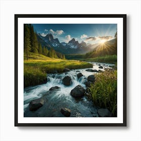 Sunrise In The Mountains Art Print