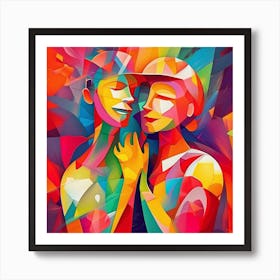 Abstract Painting 2 Women Art Print