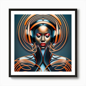 Dj Woman With Headphones 1 Art Print