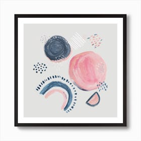 Abstract Mark Making Circles Square Art Print