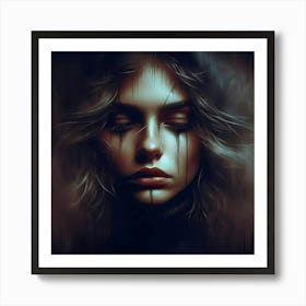 Dark Girl With Tears Art Print