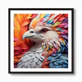 Portrait of an abstract bird in multi colored Fauvism style. Art Print