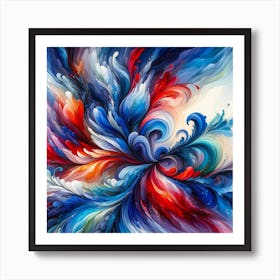 Universe Abstract Blue Red Wall Art Art Print