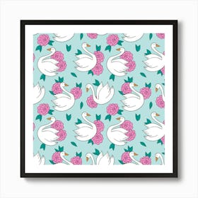 Classy Swan Pattern Art Print