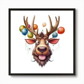 Deer With Balloons 7 Art Print