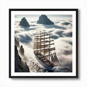 Sailing Ship In The Clouds 1 Art Print