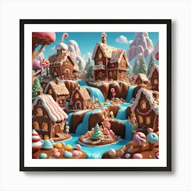 3d Christmas Village Art Print