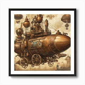 Steampunk Steamship Art Print
