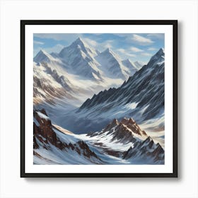 Snow Capped Mountains Art Print